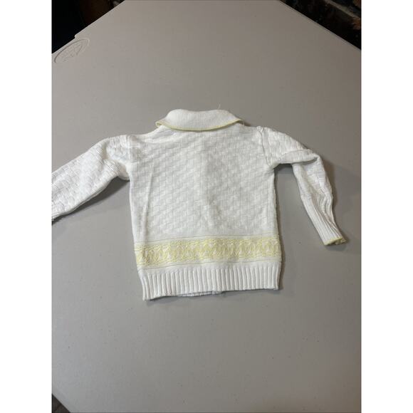 VTG Infant Cardigan Sweater Friedknit Creations White With Yellow Trim - Picture 5 of 7